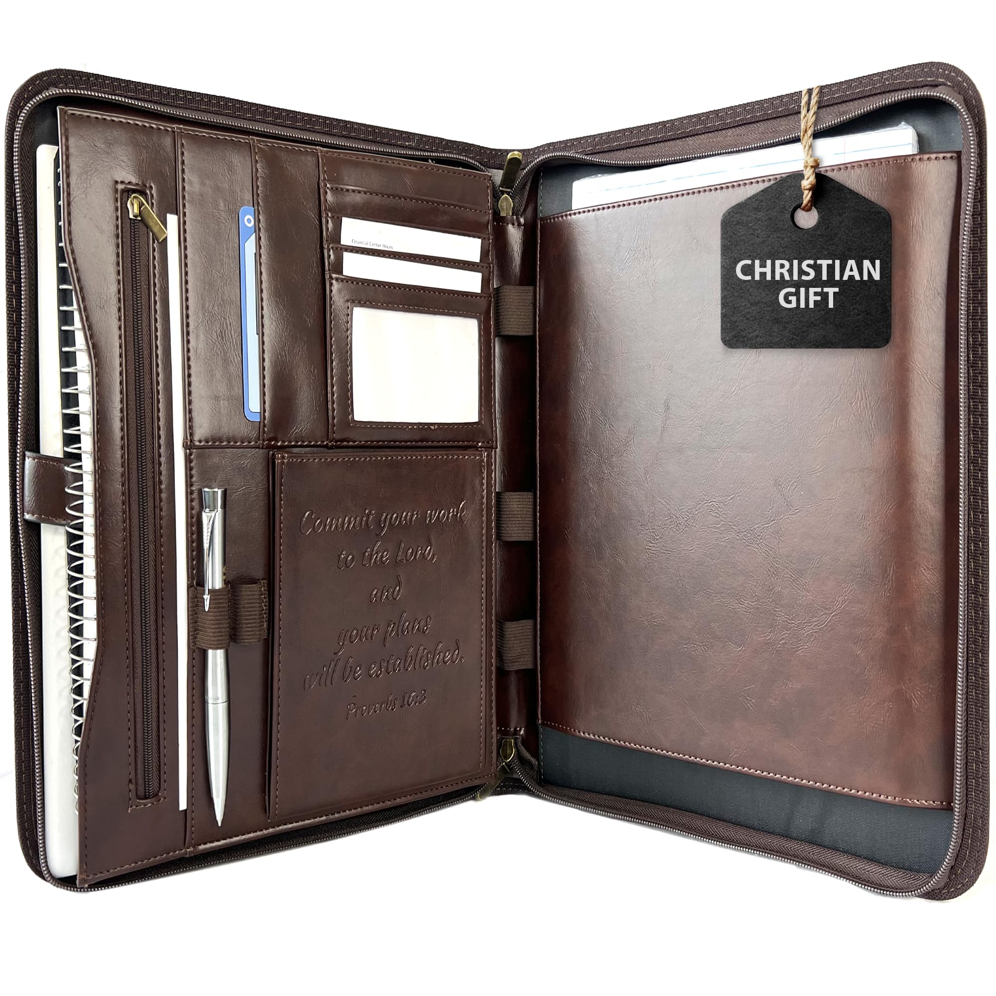 Leather Portfolio for Men Christian Religious Gifts by DEHITE Full