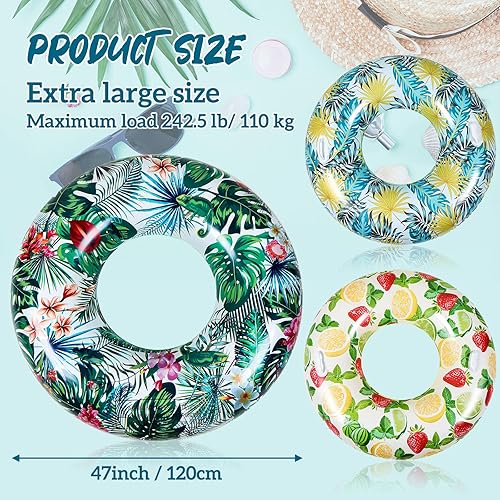 Miniatura 4 de Flotadores inflables de piscina de 47 pulgadas, tubos de piscina jumbo, anillos de piscina para adultos, verano, playa, despedida de soltera, boda,