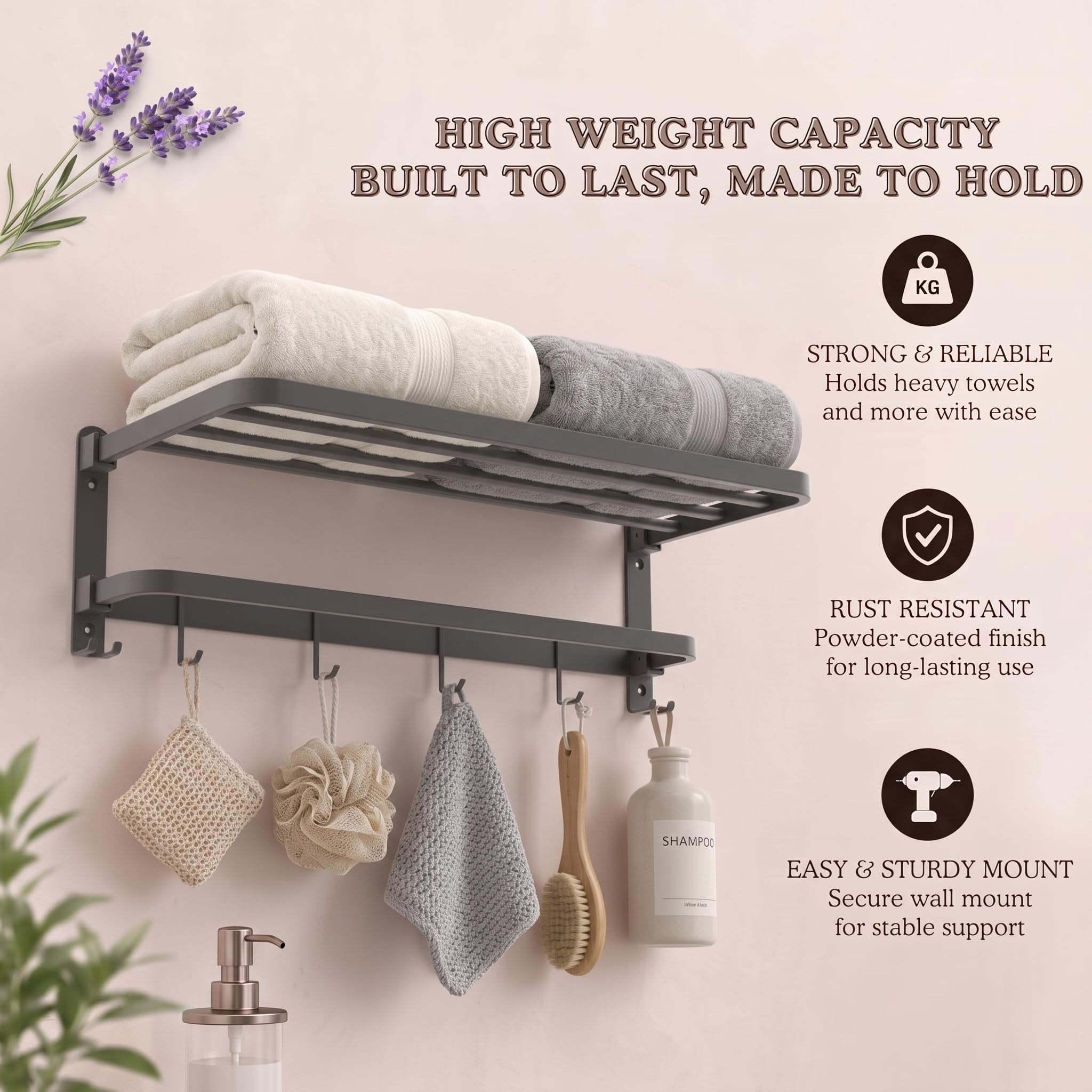 URBANMONK Aluminum Foldable Towel Rack for Bathroom | Towel Holder in Bathroom | Bathroom Clothes Holder | Bathroom Clothes Hanger Towel Stand in Bathroom (Classic Towel Stand) 3