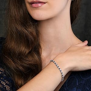 Diamond Treats Collar De Tenis De Plata De Ley Para Mujer, Collar De Plata De Ley 925 Con Piedras De Colores Ovaladas, Collares De Tenis Azul, Rojo O Verde Para Mujer, 45