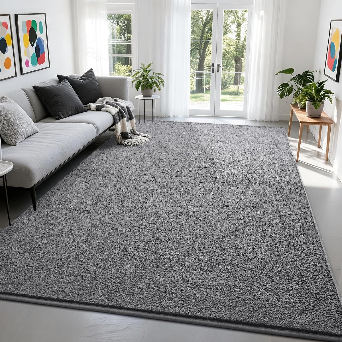 Nuttumico Alfombras grandes y modernas para dormitorio, sala de estar, alfombra gris de 4 x 6 pies, alfombras de interior de espuma viscoelástica espesa, alfombra minimalista para niños y niñas, suave, antideslizante y lavable a máquina