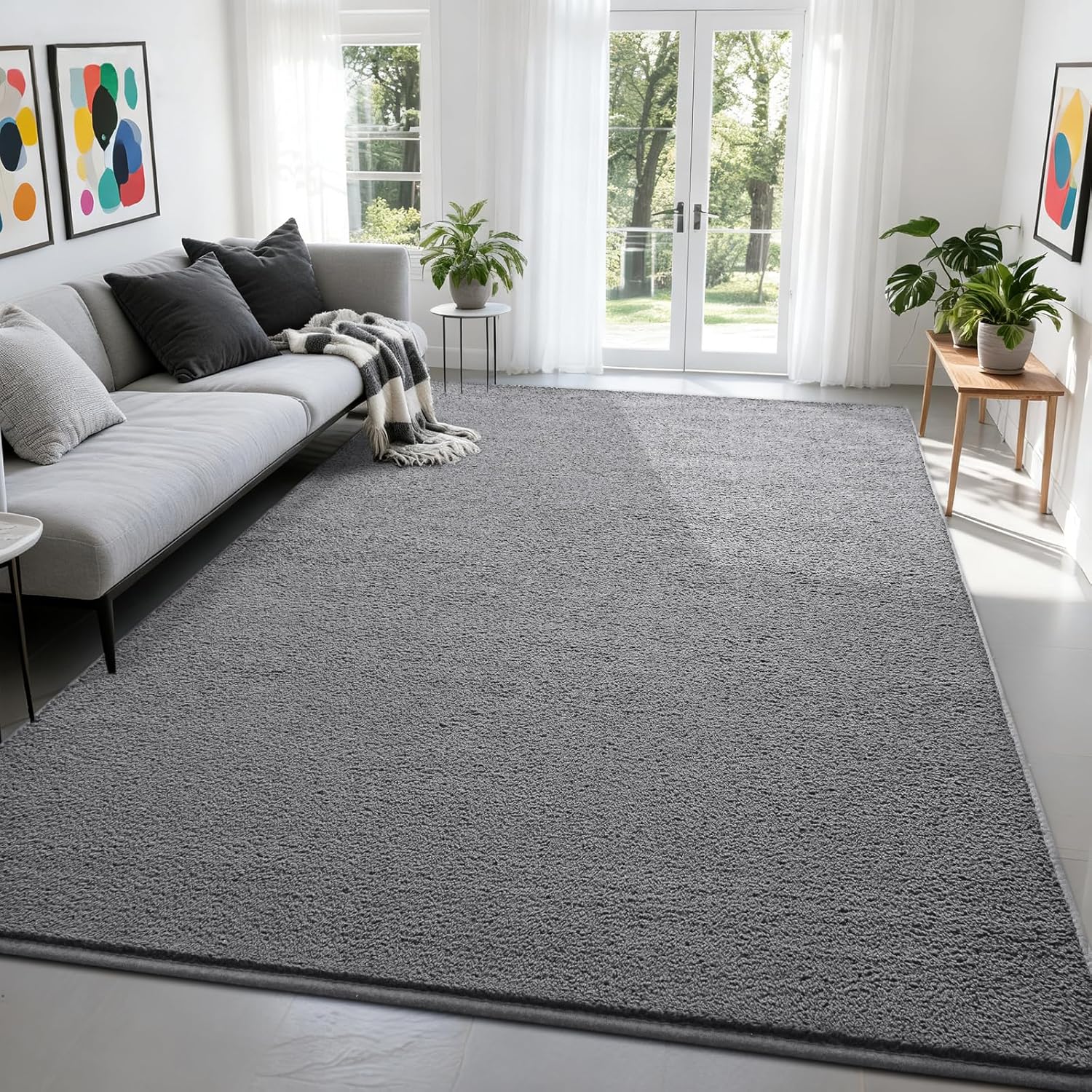 Nuttumico Large Modern Area Rugs for Bedroom Living Room, 4x6 Feet Grey Rug, Thickened Memory-Foam Indoor Carpets, Minimalist Rug for Boys Girls, Soft, Non-Slip and Machine-Washable
