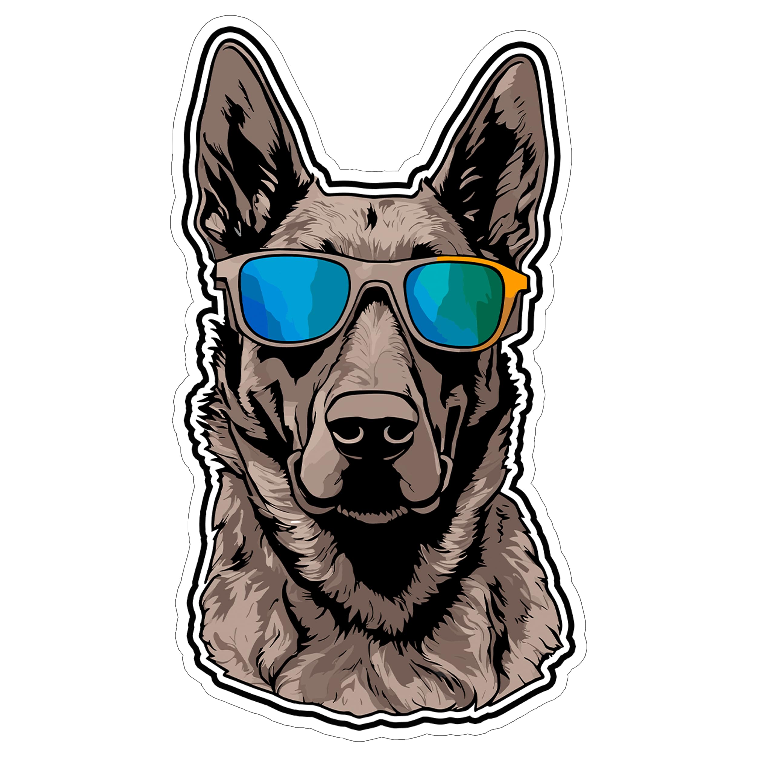 Dutch Shepherd Sticker 4 Inch Dutchie Herding Dog Working Dog - Waterproof Animal Vinyl Decal for Laptop Water Bottle Car Tumbler - Durable Aesthetic