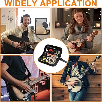 Guitar Tool Kit, 119 Pcs Professional Guitar Repair Kit, Guitar Maintenance Kit with Guitar Tools Accessories and Carry Bag, Guitar Setup Kit for Electric Guitar Acoustic Guitar Ukulele Banjo Bass