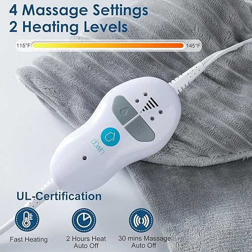 Miniatura 5 de Dowin Almohadilla térmica de masaje para cuello y hombros, almohadillas térmicas portátiles para aliviar el dolor de espalda, apagado automático, 2