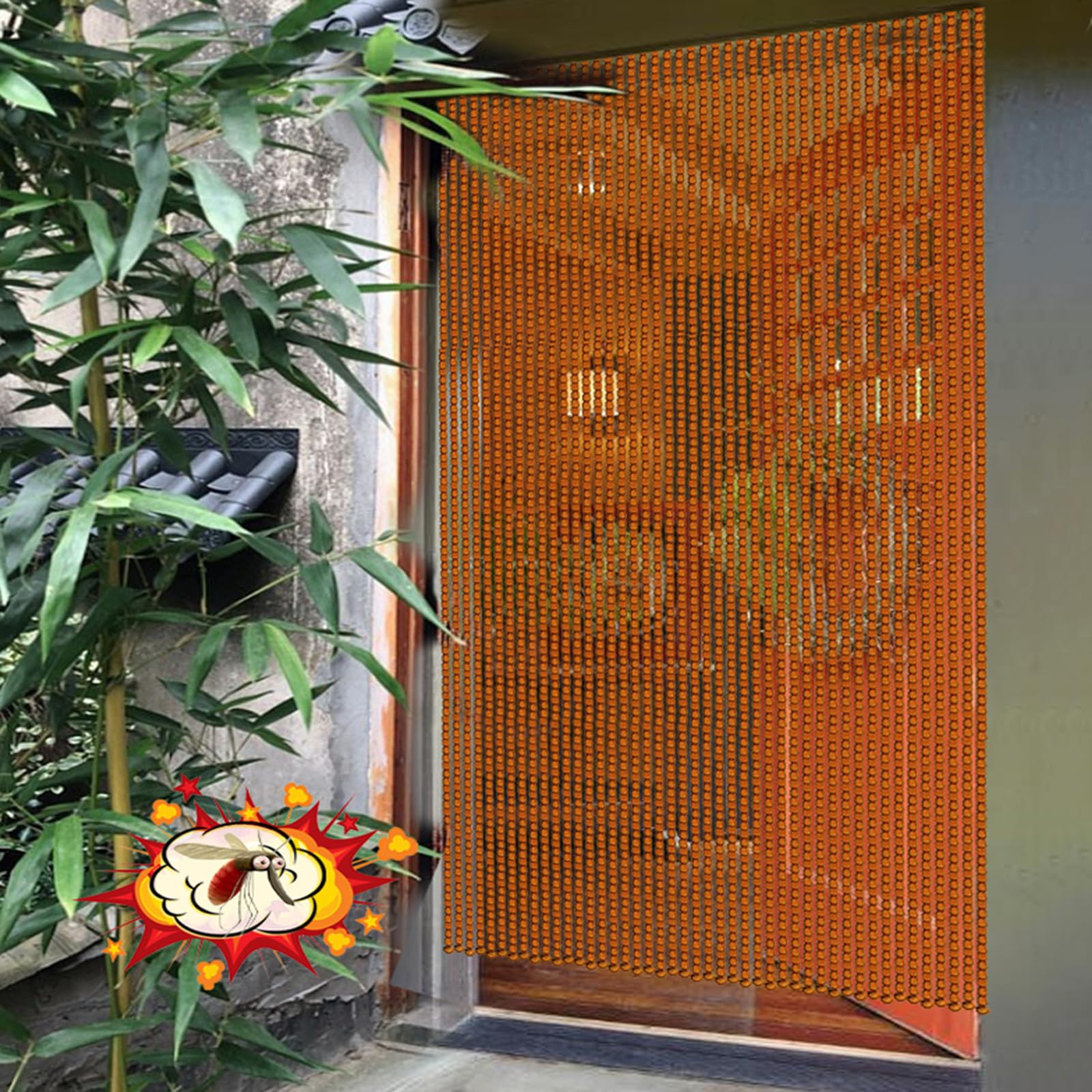 X1NGFU 天然竹ビーズカーテン 木製 レトロ 天然竹ビーズカーテン