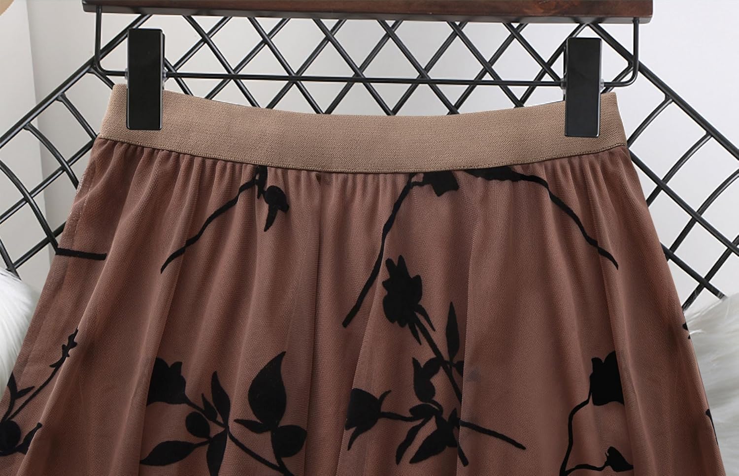 kydely Skirts for Women Tulle Midi Long Length Pleated Skirt Summer A-Line Floral Dressy Trendy High Waist Flowy Skirts - Image 6