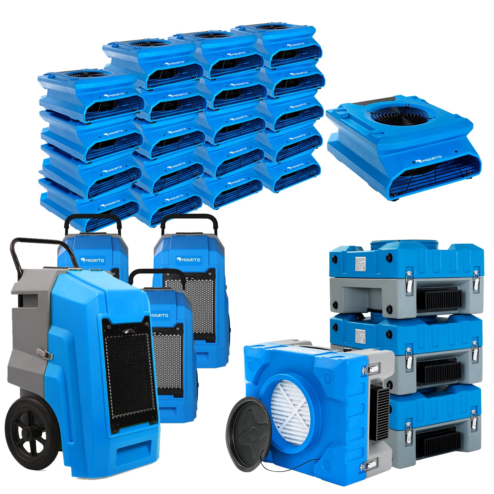 MOUNTO Water Damage Restoration Combo Package Deals (20xAir Mover, 4x Air Scrubber, 4x LGR Dehumidifiers)