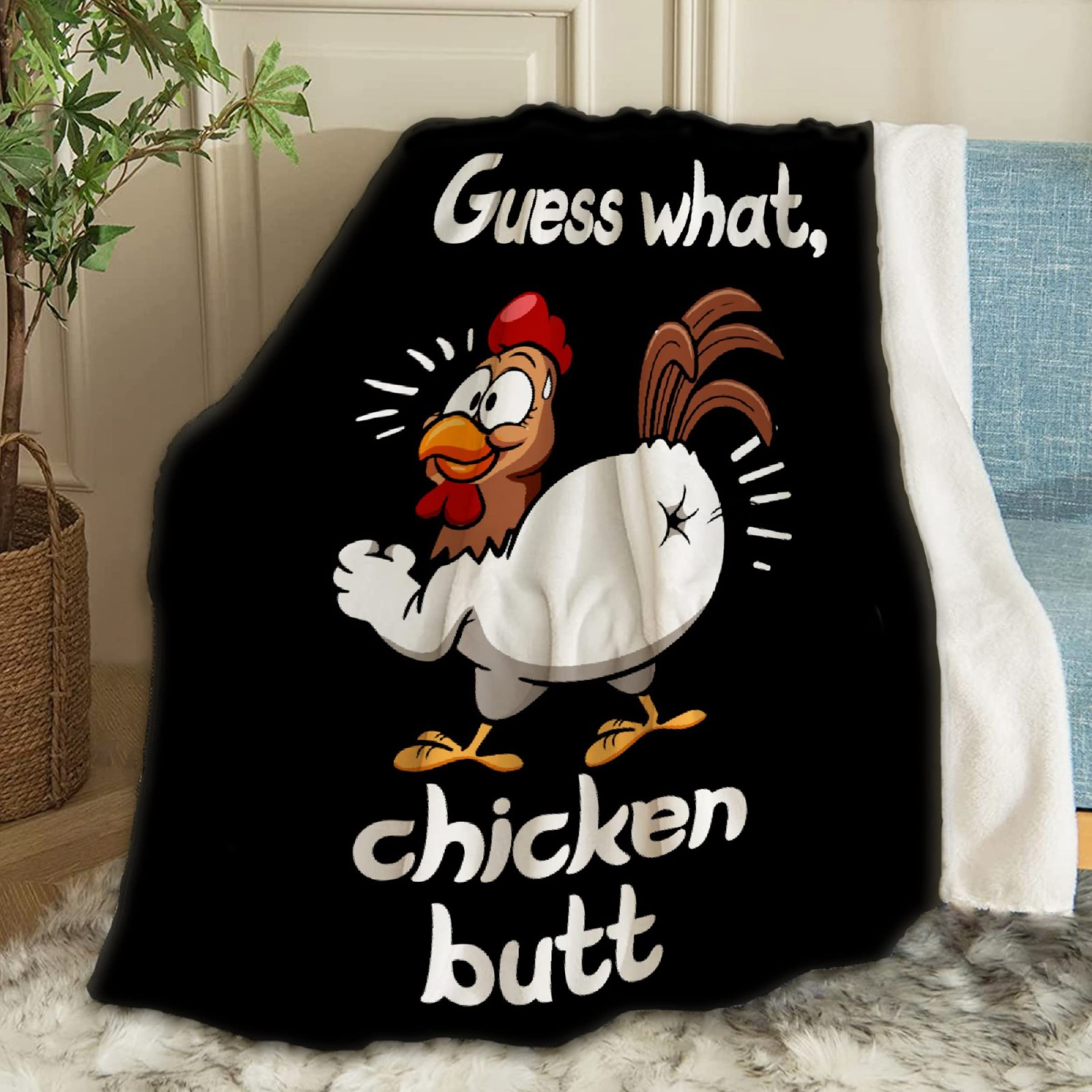 Amazon.com: ARTBLANKET Funny Guess What Chicken Butt Throw Blanket