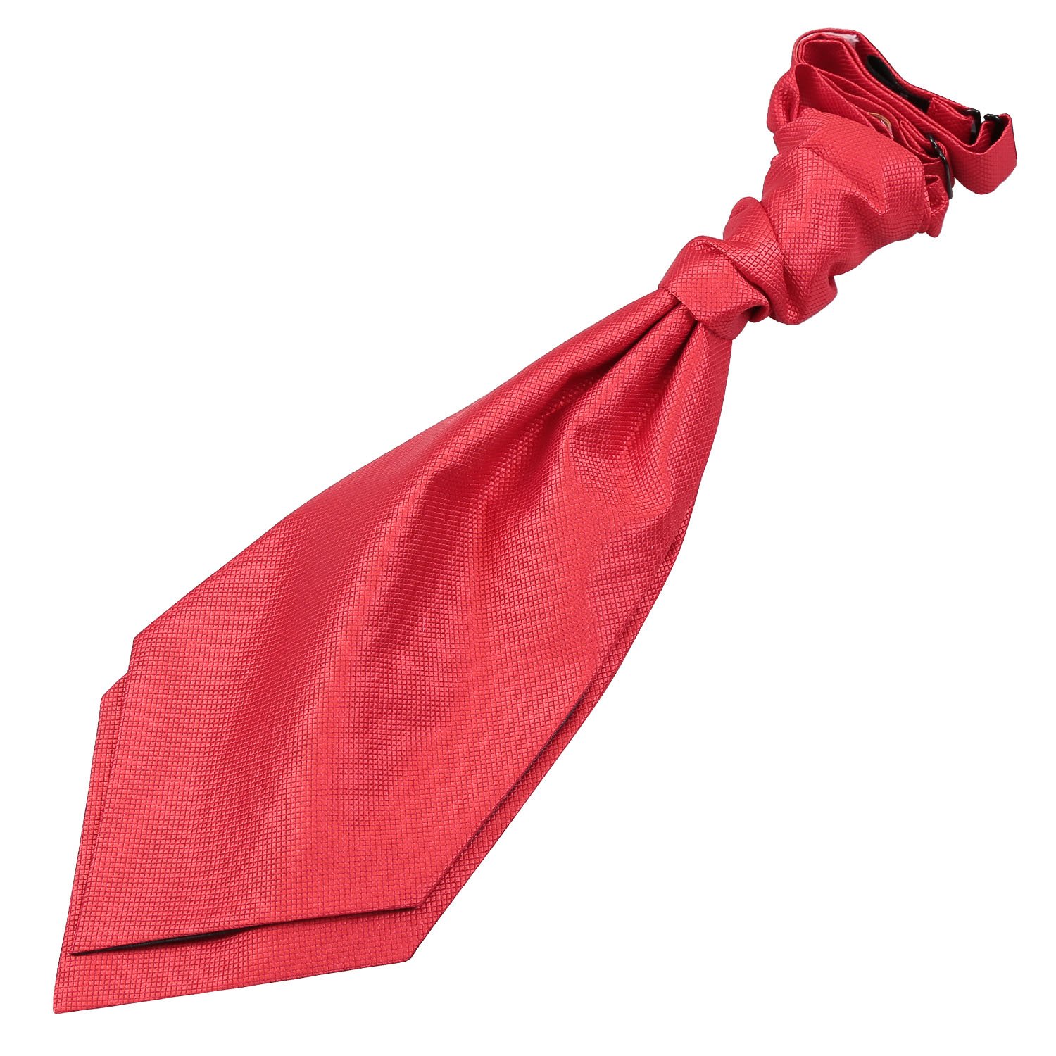 DQT Boys Solid Check Pre-Tied Scrunchie Cravat - Wedding Pageboy Formal - Red