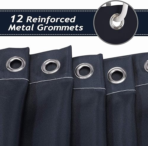 Miniatura 4 de Bonhause Cortina de ducha con ancla náutica, cortina de baño geométrica azul marino, 72 x 72 pulgadas, tela de poliéster, cortina de baño