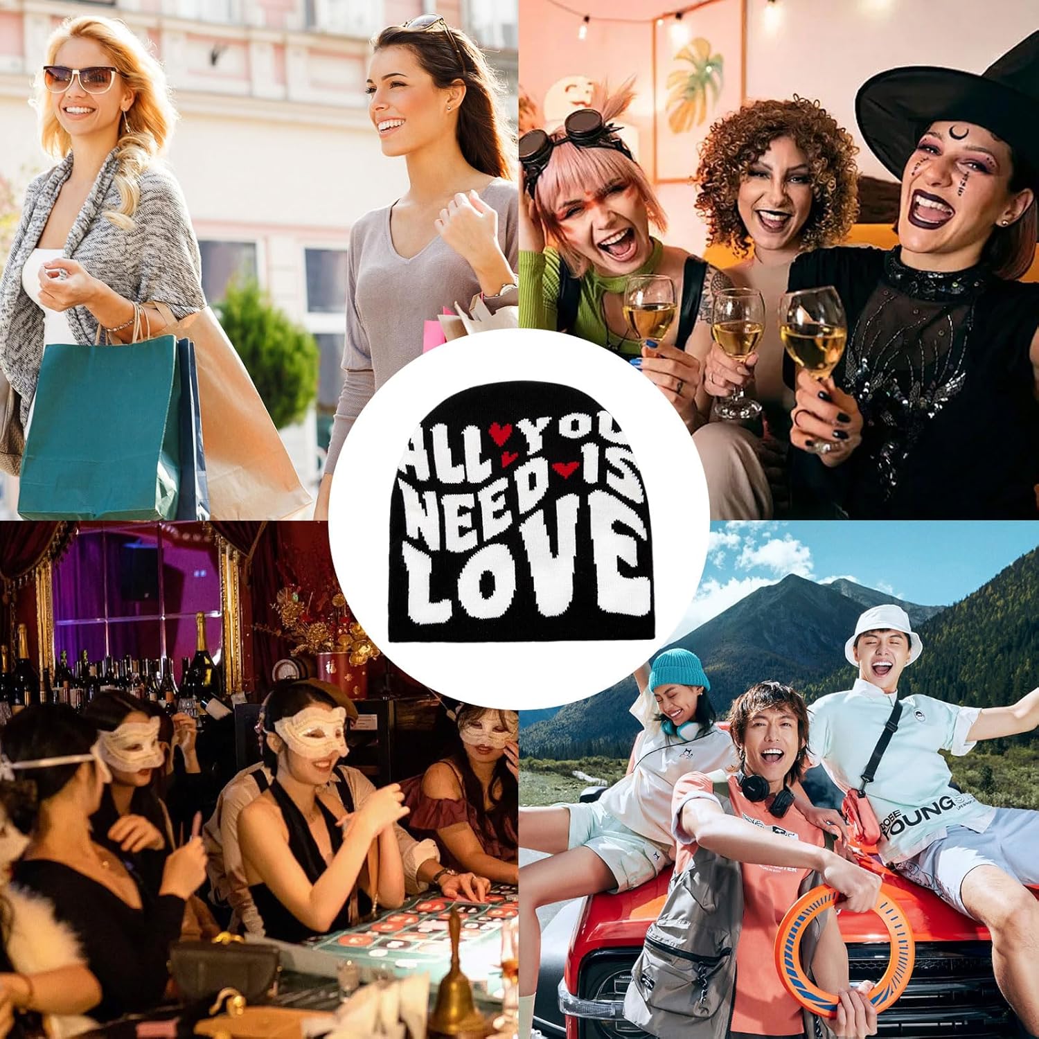 YAMEIZE Letter Beanie Hat for Women Men - Letter Graphic Beanies Soft Slouchy Knitted Hat Skull Cap Grunge Rap - Image 5