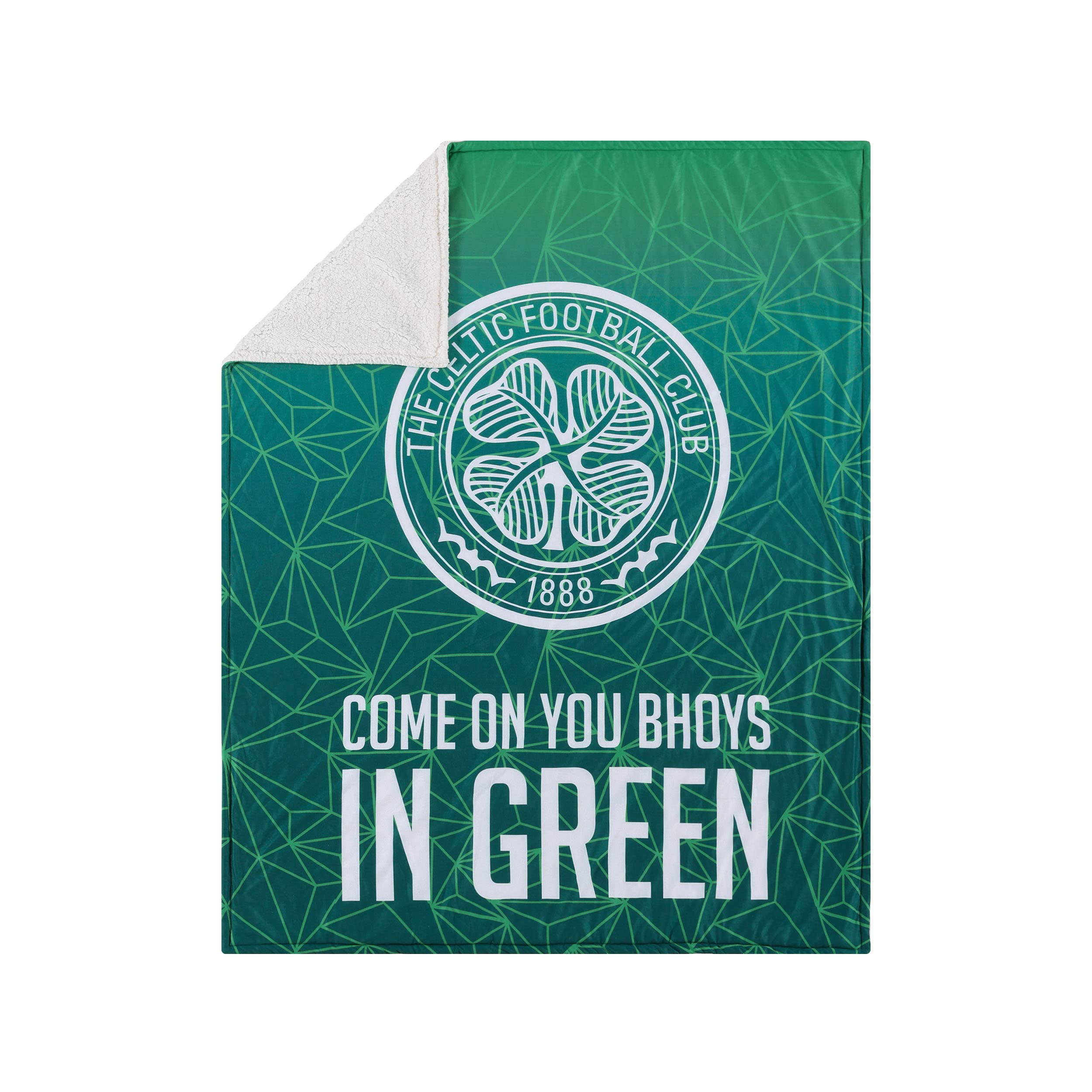 Foco Green Scottish Premiership Spfl Football Celtic Fan Sherpa Plush Throw Blanket