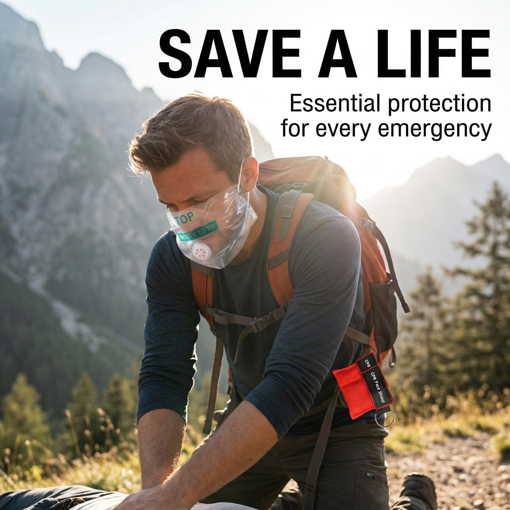 Pocket Mask 5 Mascherine Cpr E, Protezione Viso Emergenza Con Valvola Unidirezionale, Colore Rosso, Dimensioni 5X5,5Cm