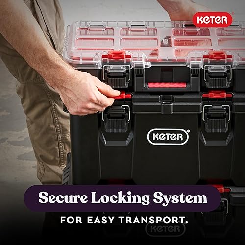 Vista 16 de Keter Masterloader - Caja de herramientas de resina con sistema de bloqueo y contenedores extraíbles, caja de organización y almacenamiento perfecta