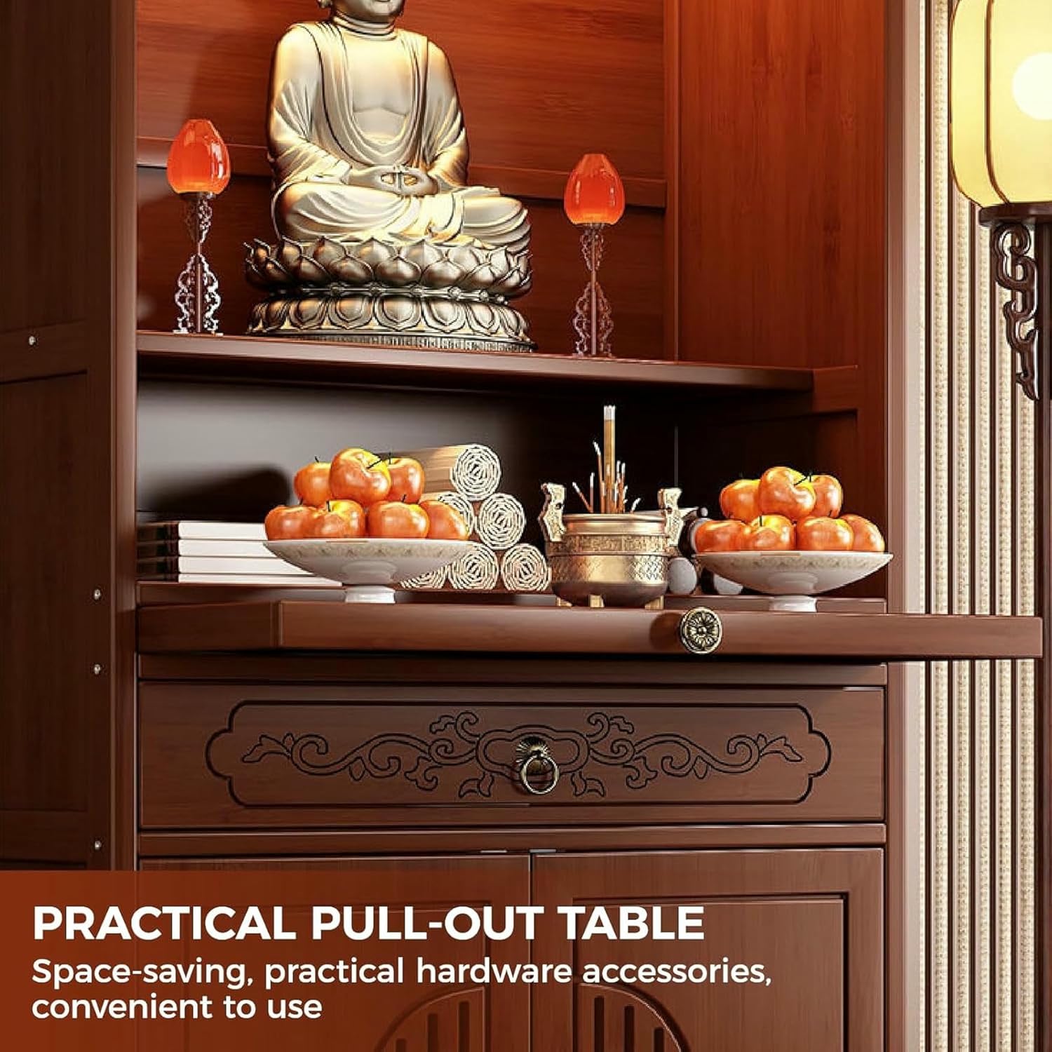 Meditation Altar Table, Buddhist Altar, Altar Cabinet, Chinese Cabinet Pedestal Offering Table,Personal Shrine Altar Table with Drawers and Storage