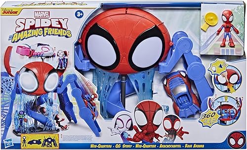 Miniatura 2 de Spidey and His Amazing Friends Web-Quarters Playset con luces y sonidos, incluye figura de Marvel Spidey y vehículo, niños a partir de 3 años