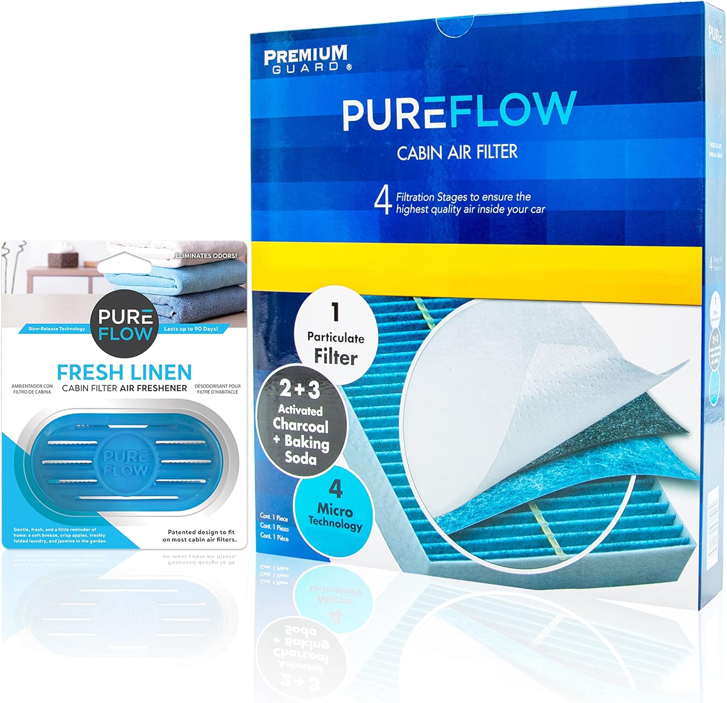 Pureflow Cabin Air Filter PC99594X and Fresh Linen Air Freshener with Odor Eliminator – Fits 2020 Hyundai Sonata, 2022 Santa Cruz, Tucson, 2021-22 Elantra, Santa Fe, 2022-23 Ioniq 5, 2021-22 Kia K5