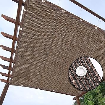 Pergola Shade Brown/Coffee Color, 90% Sunscreen Shade Netting with Grommets and Rope, Durable Mesh Tarp for Gazebo Deck Porch Windows Covering Size 1mx1m/3ftx3ft