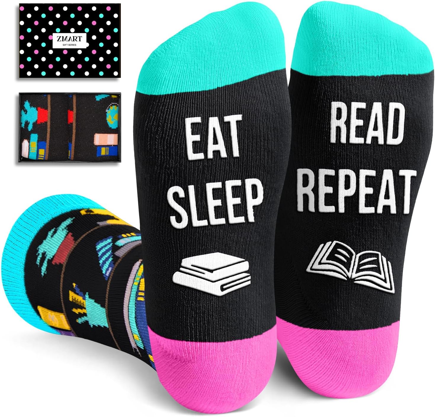 ZmartBook Lovers Gift Ideas - Reading Socks Reader Science Gifts Ideas for Women Men