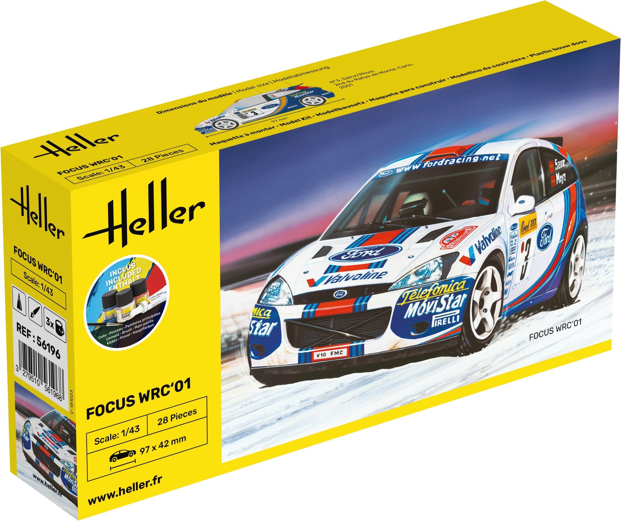 heller - Model Car Starter Kit Focus WRC'01 56196, Unpainted