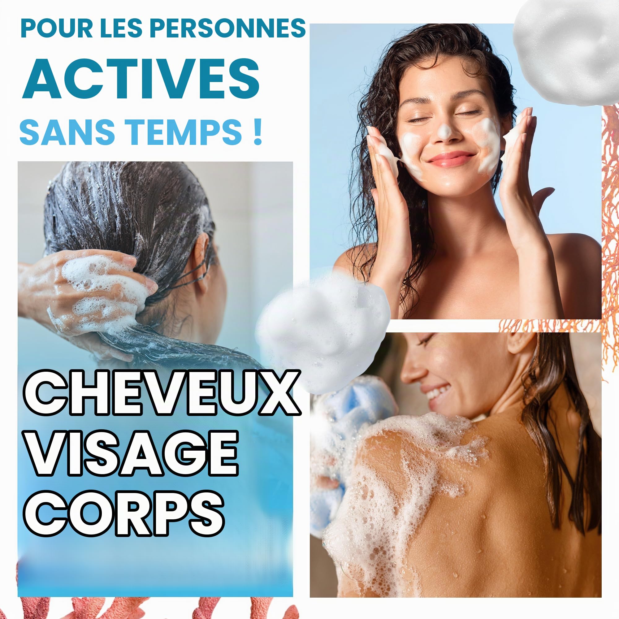 Gel Douche Perlé Extra Délicat au Collagène, Triple Action : Nettoyant Visage, Corps et Cheveux, Effet Raffermissant et Anti-Âge, Soin pour Peaux Atopiques, Sensibles et Sèches - 5000 ml