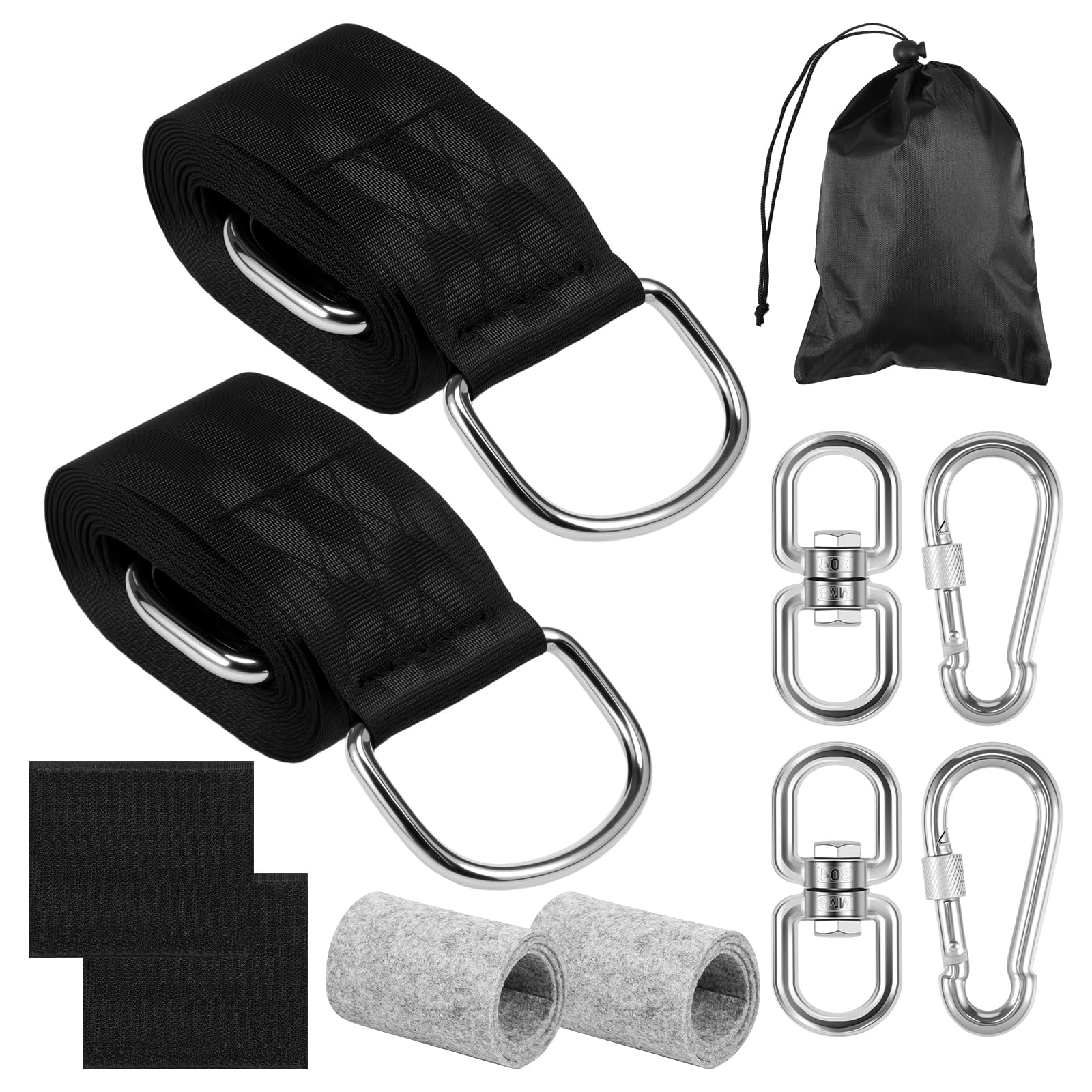 Tree Swing Hanging Strap Kit, 9.84 FT Portable Tree Hammock Hanging Kit, Safe Nylon Tree Strap Weatherproof Tree Swing Hanging Set with Tree Protector for Swing Hammock