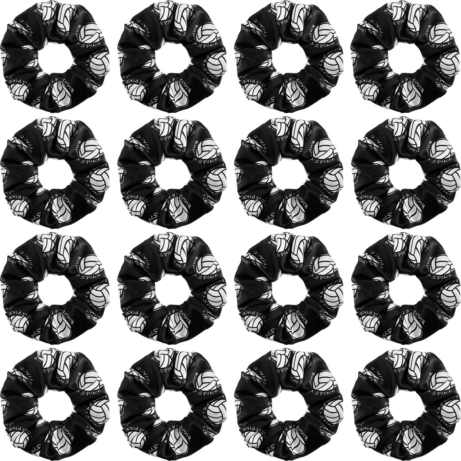 WILLBOND 18 Pcs Volleyball Hair Ties Silk Scrunchies for Women, Black