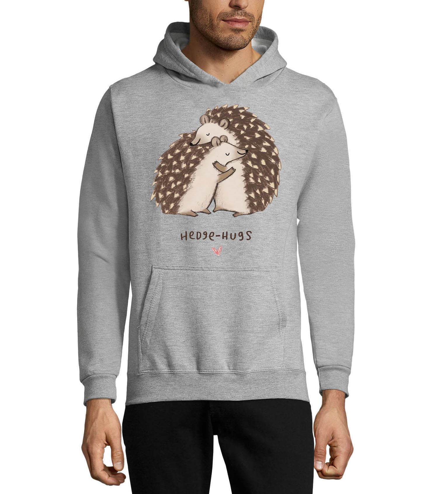 Urocze dzieci rysunek jeż uścisk żywopłot unisex mieszanka bawełny bluza z kapturem bluza z kapturem szara