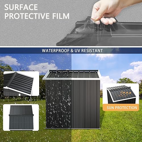 Miniatura 3 de UDPATIO Cobertizo de almacenamiento al aire libre de 8 x 6 pies cobertizo de jardín de metal para bicicleta bote de basura herramienta cortacésped