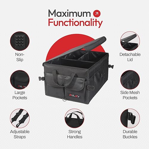 Miniatura 2 de ALLAY Organizador de maletero para automóvil con tapa, organizador plegable para maletero de SUV, caja de automóvil y almacenamiento con múltiples