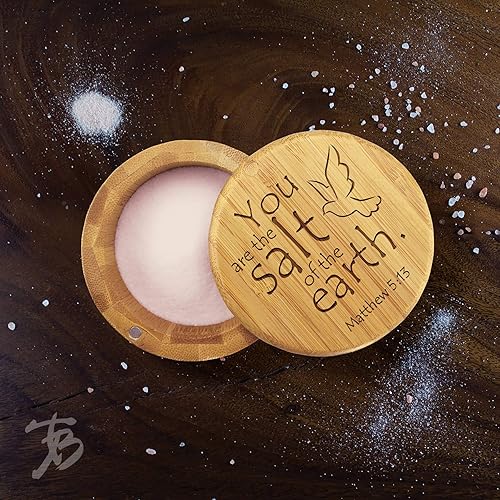 Miniatura 7 de Totally Bamboo Caja de almacenamiento de bambú con tapa giratoria magnética, capacidad de 6 onzas, para todo hay una temporada eclesiastés 31