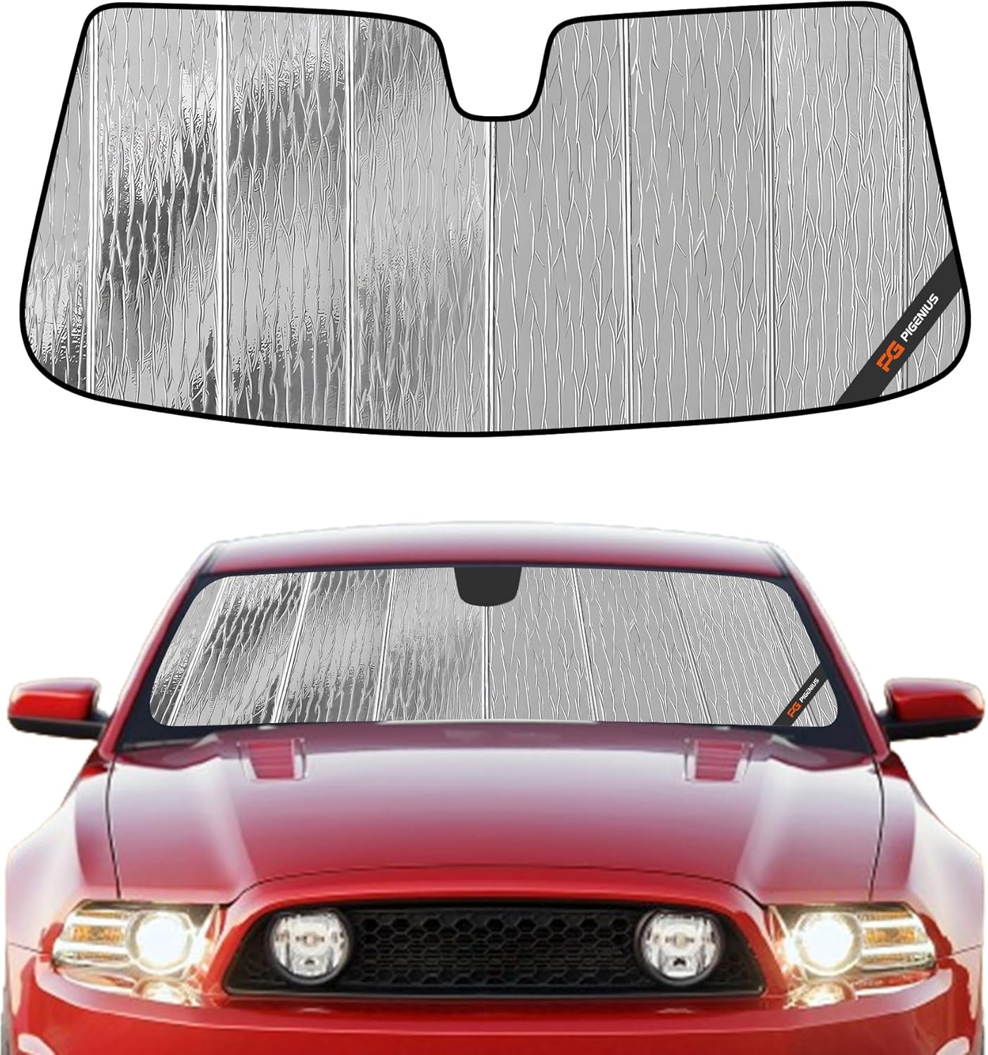 Pigenius Windshield Sunshade for Ford Mustang Coupe 2005-2009, Custom Fit Front Window Sun Shade - AstraGuard