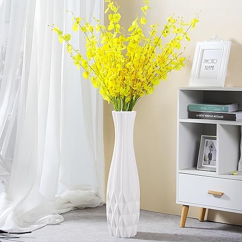 Jarrón grande de cerámica de 17.7 pulgadas de alto, floreros altos de flores blancas modernas para oficina, hogar, granja, decoración de sala de