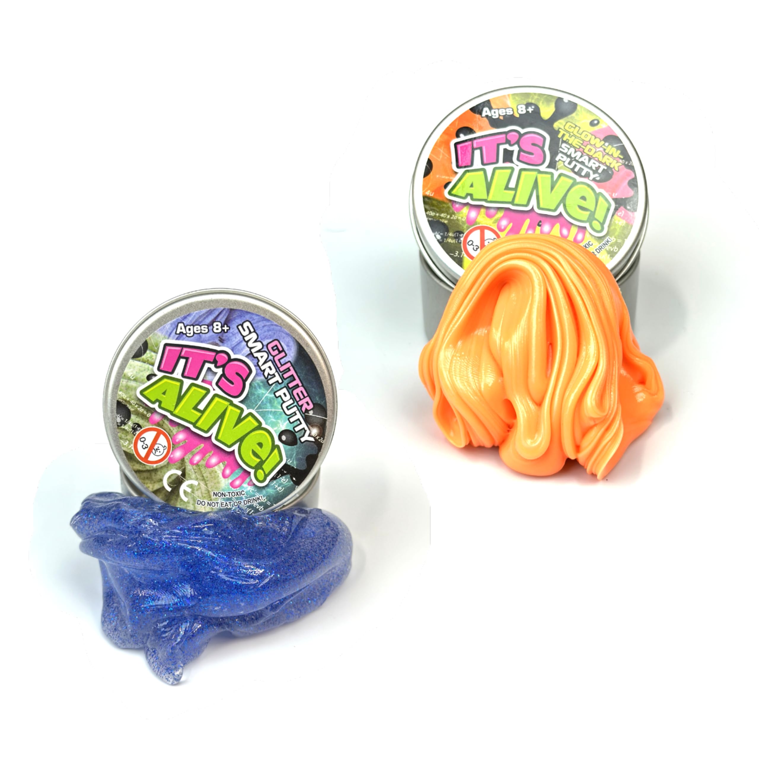2pc It's Alive Smart Putty | Glow In the Dark & Glitter Smart Putty | Party Favours -Non-Sticky, Toys Stress Relief, Slime Kits for Girls and Boys-slime Christmas party bag fillers