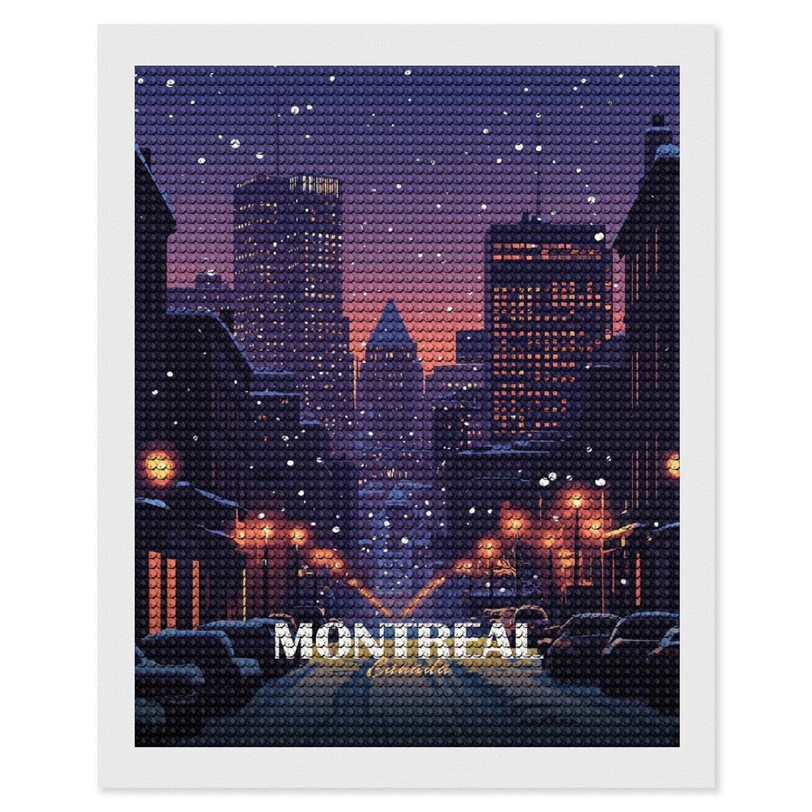 Junmoney Montreal Canada Winter Cityscape Diamond Painting Kit 16"x20", Easy Handmade Project, Easy to Enjoy, Aesthetic Room Decor, Christmas Gift