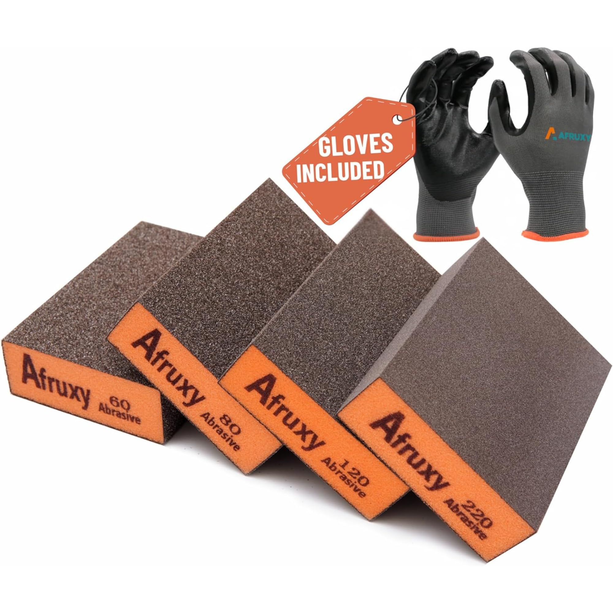 Sanding Sponge Super High-Density Sandpaper Block, Coarse Fine Medium Grit Sanding Block, Reusable Dry Wet Sanding Blocks for Wood, Drywall,Metal, Fine Sandpaper Sand Block, 4pcs 60/80/120/220