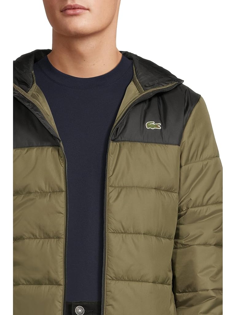 Black Lacoste Water-Repellent Quilted Puffed Jacket