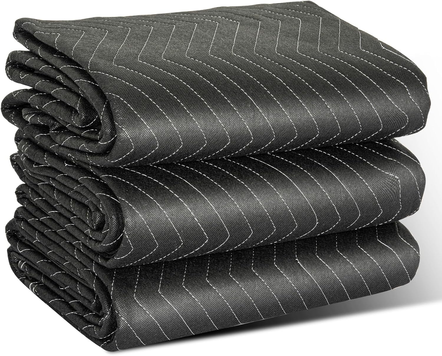AKOZLIN 80×72 Inch Moving Blankets 3 Pack Padded Moving Blankets Heavy Duty Durable Quilted Wrapping Furniture Moving Pads for Shipping Supplies Secure Protecting,Black