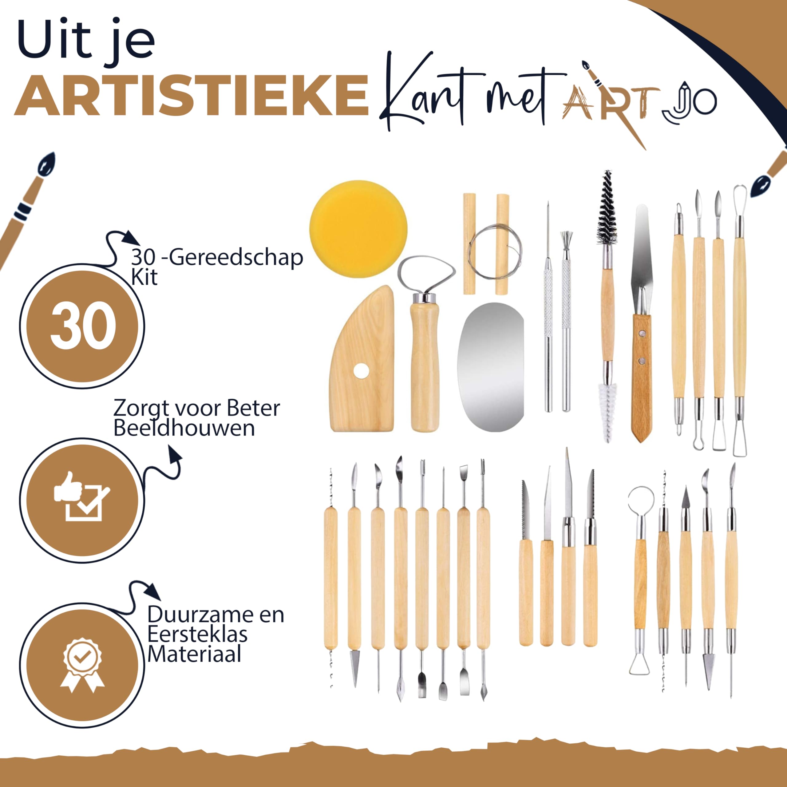 Een 30-delige modelleergereedschapset, Geschikt voor