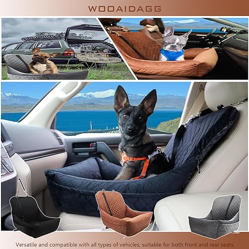 Miniatura 6 de Dog Car Seat for Small Dogs,Covered Soft Fabric and Fill in Memory Foam,Easy to Assemble and Fully Detachable,2 Clip-On Safety Leashes and Storage