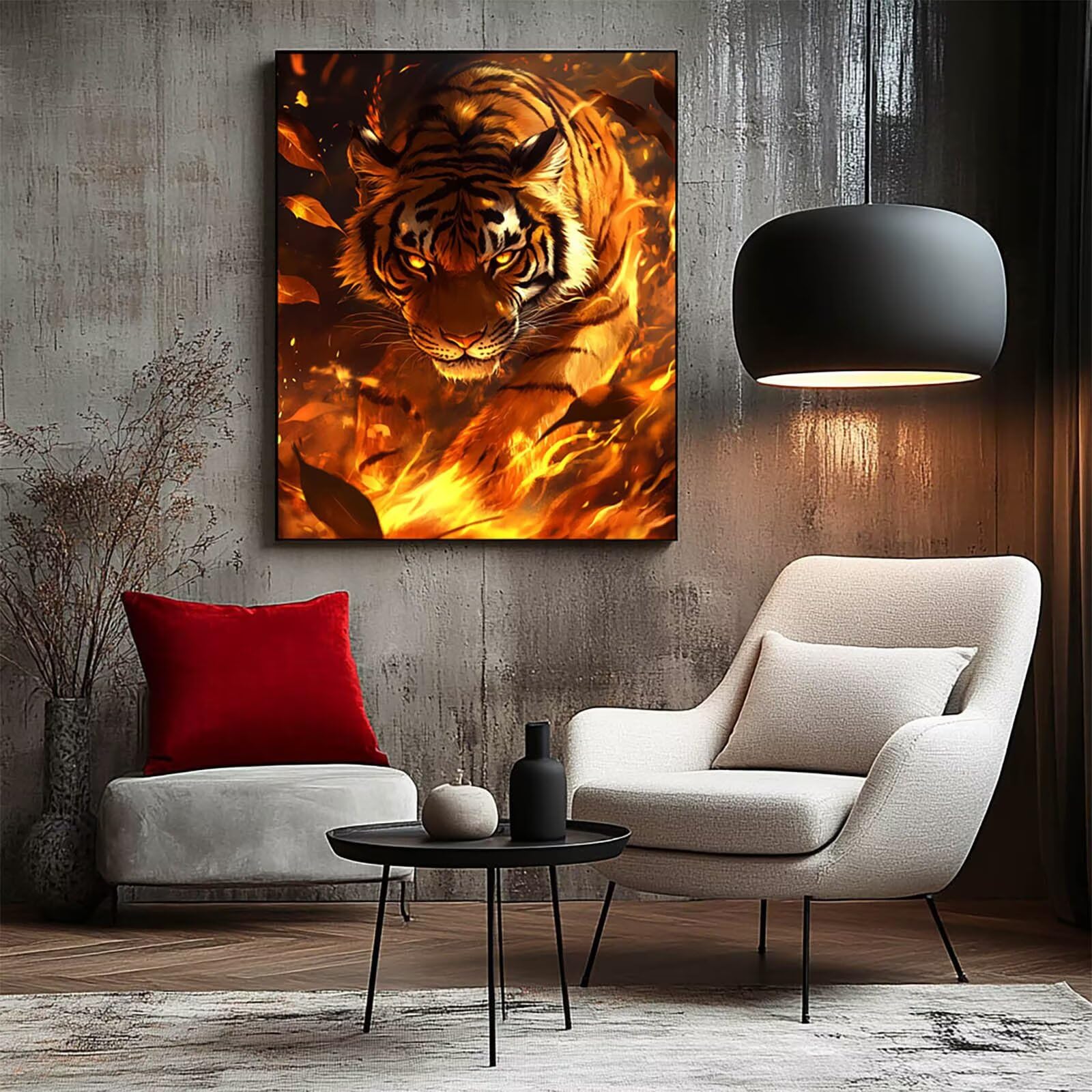 Malowanie po numerach, dla dorosłych, malowanie po numerach, tygrys 102 x 137 cm, hobby DIY dla dorosłych kobiet, malowanie na płótnie farbą akrylową i pędzlami, zestaw artystyczny do dekoracji pokoju