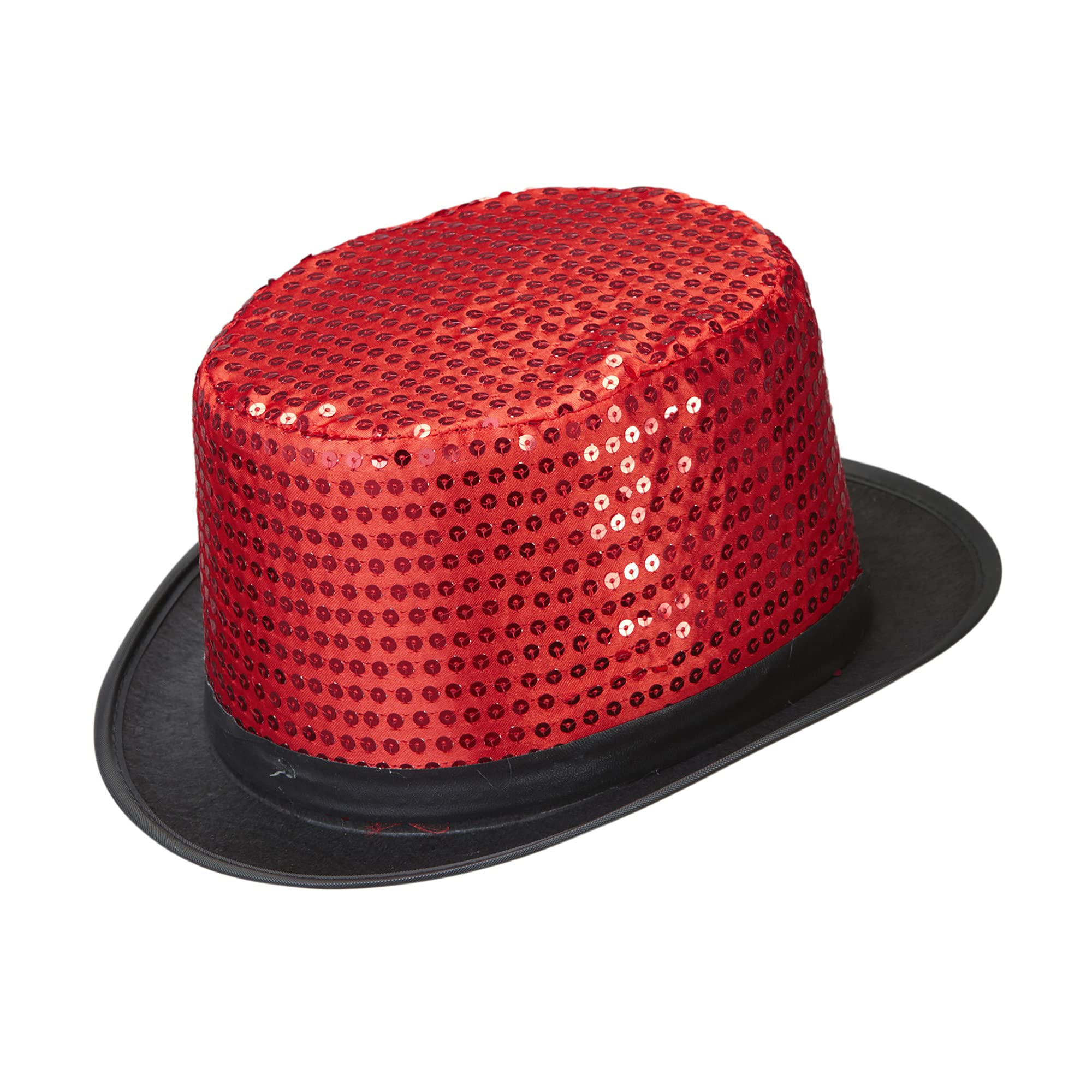 WIDMANN 0452A - Sequined Top Hat Adult Unisex, 1910s, 1920s, New Year, Show, Dancers, Carnival, One Size, Red Color