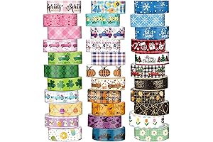 TaoBary 33 Rolls Holiday Plaid Washi Tape for Happy Planners