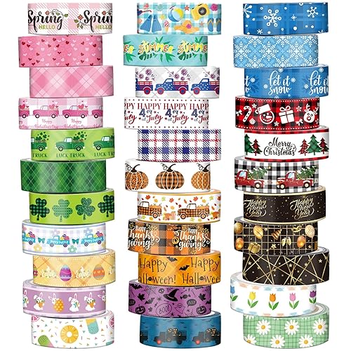 33 rollos de cinta Washi a cuadros 0591in invierno Navidad Año Nuevo Día de San Valentín Día de San Patricio Pascua primavera verano cinta Washi a