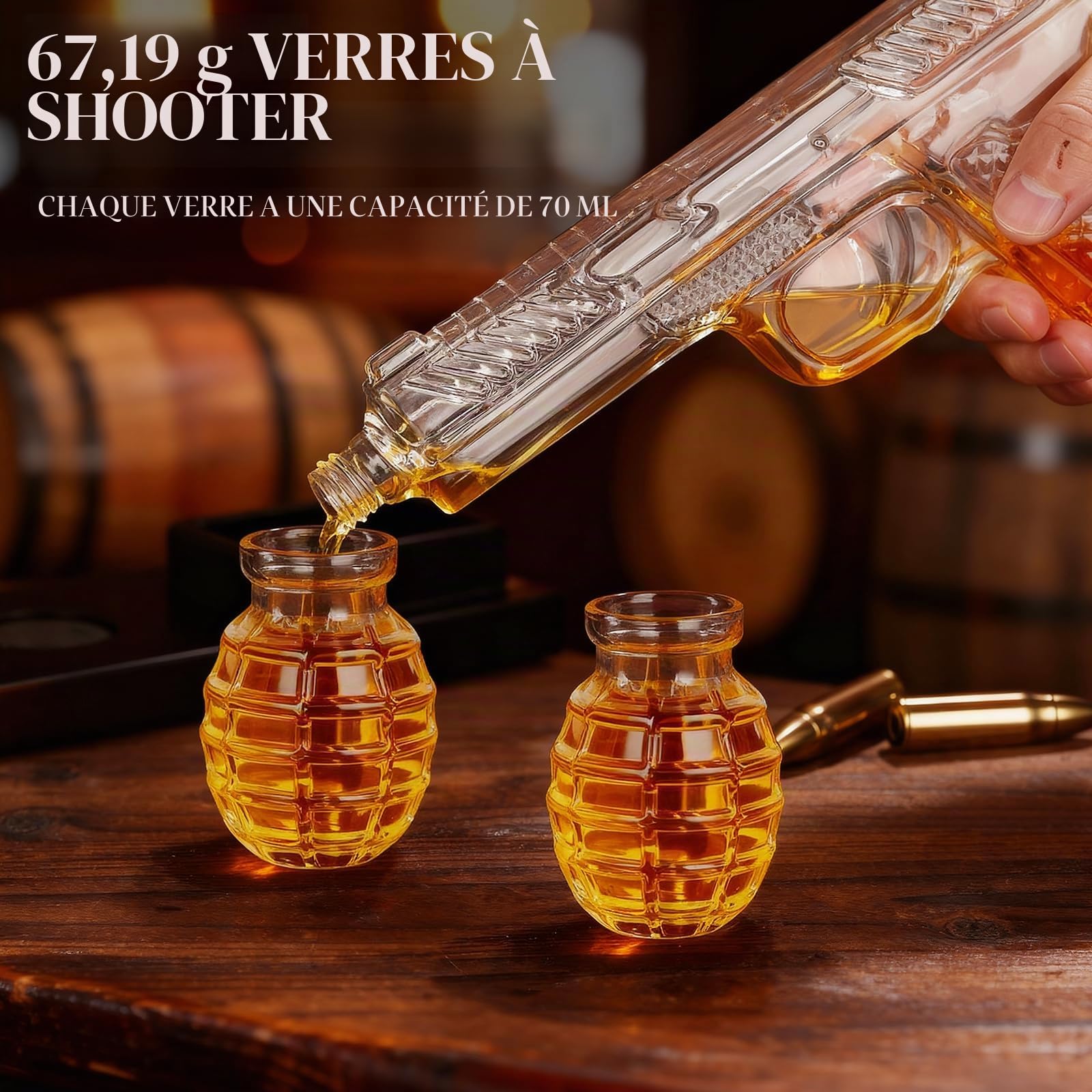 Oaksea Carafe à whisky, carafe à décanter avec 2 verres à liqueur, cadeau de whisky pour homme, fête des pères, cadeau amusant pour homme, papa, petit ami, mari, cadeau d'anniversaire