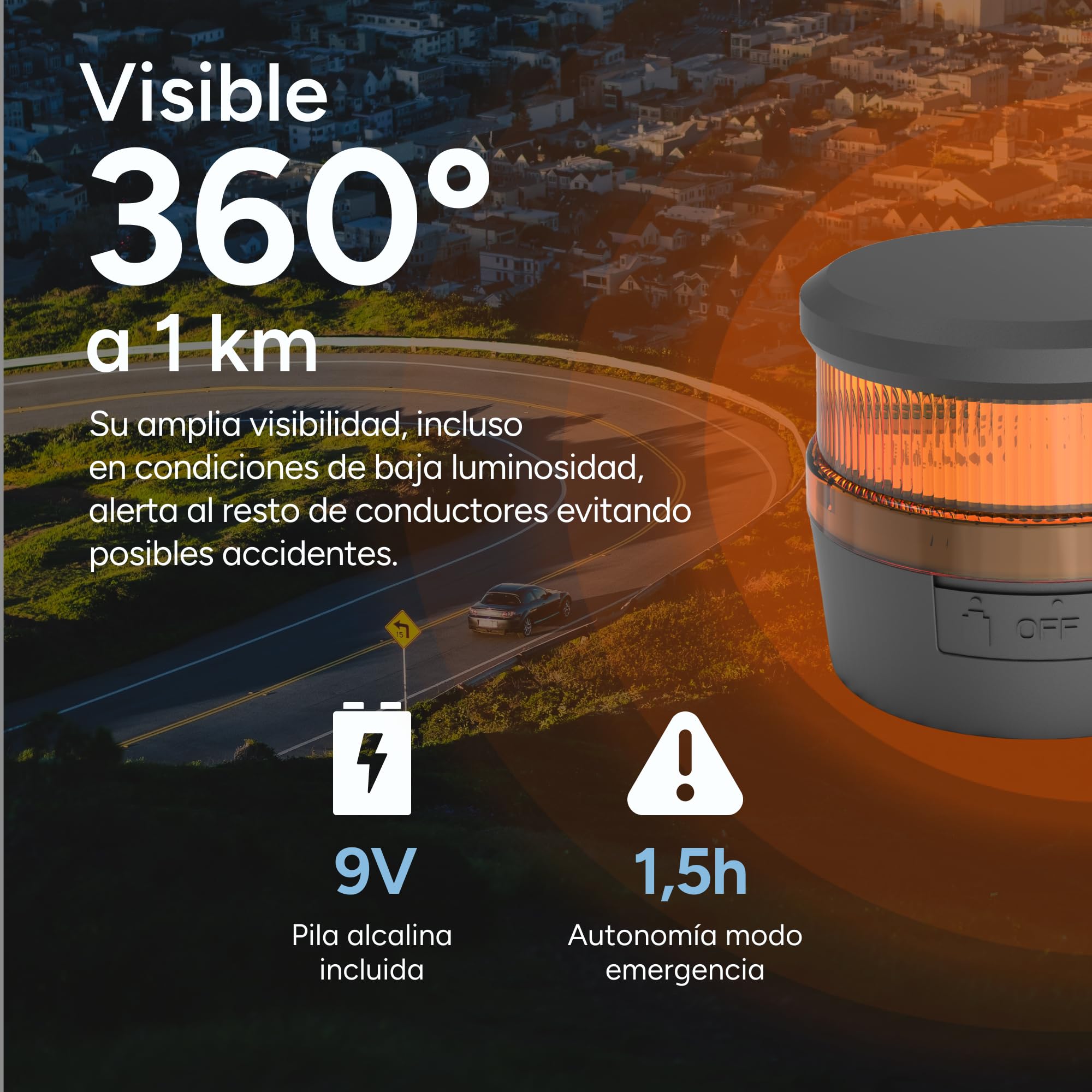 LUZ EMERGENCIA V16 SAFETY LIGHT CONECTADA PARA COCHES KSIX