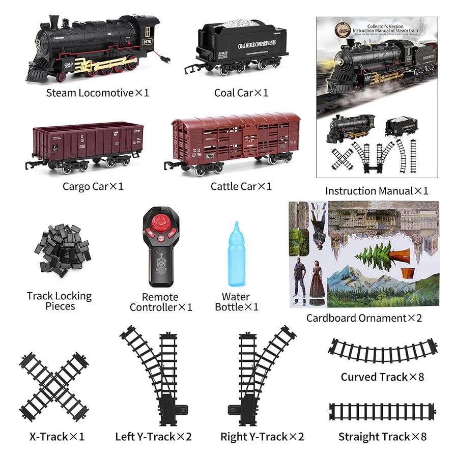 Amazon.co.jp: 子供用列車セット リモコン蒸気機関車 レトロ