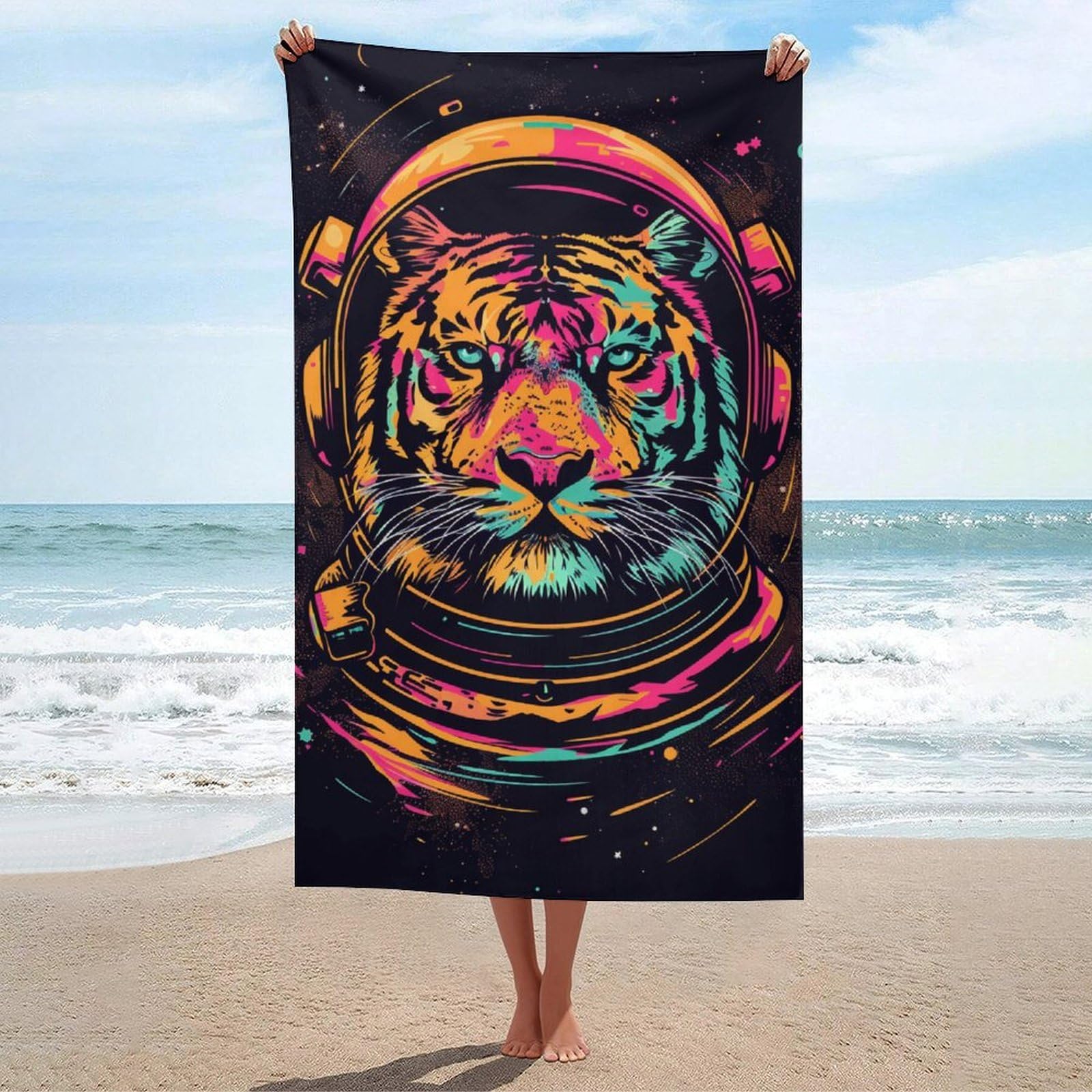 Serviette de bain de qualité supérieure tigre astronaute 130x80