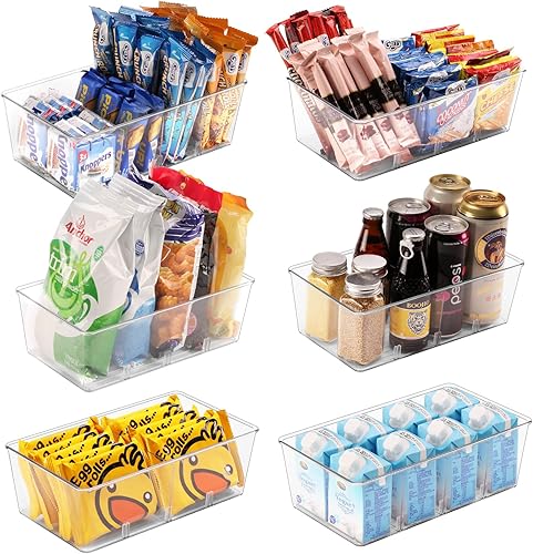 Paquete de 6 cubos organizadores de almacenamiento de alimentos, contenedores de almacenamiento de plástico transparente y almacenamiento para